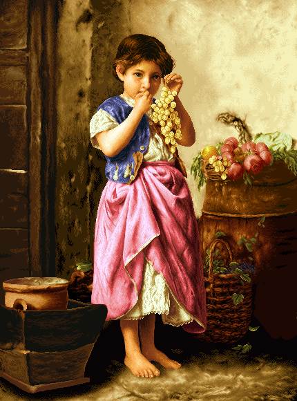 دختر در حال خوردن انگور